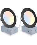 Two Pack 6 Inch Recessed LED Light Kit With Junction Box Dimmable 2700K 3000K 4000K 5000K 6000K Five Color Temperatures 15W