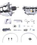 7 Inch Chrome Brake Booster And Master Cylinder Replacement Kit With Disc Drum Valve For Chevy Bel Air 1955 1956 1957 components