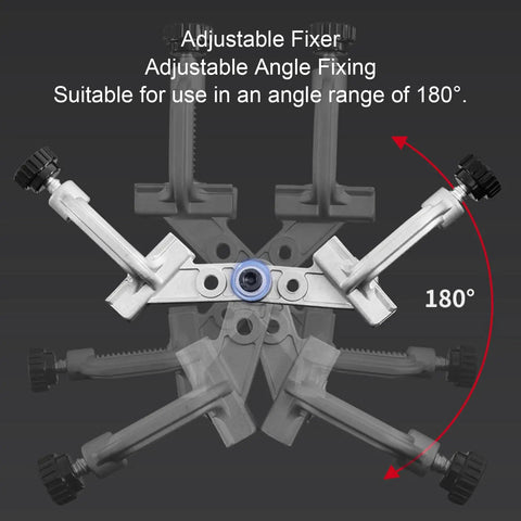 Double Handle Pipe Clamp Aluminum Die Cast Quick Release Right Angle Corner Clamp for Woodworking showing 180° angle adjustment