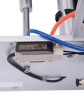 Close-up of fiber sensor on Semi Automatic Label Applicator Round Bottle Labeling Machine With High Precision Fiber Sensor And 300W Motor.