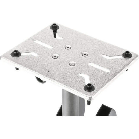 Steel mounting plate with universal slots on Adjustable Stand For 6 To 8 Inch Bench Grinders With Cast Iron Base And Steel Mounting Plate