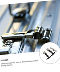 Close-up of Heavy Duty Draw Latches Kit With Brackets, Stainless Steel Toolbox Latches on metal surface shown in detail.
