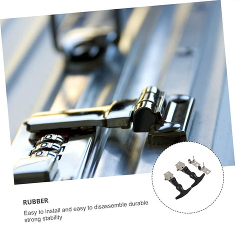 Close-up of Heavy Duty Draw Latches Kit With Brackets, Stainless Steel Toolbox Latches on metal surface shown in detail.