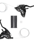 3x8 Speed Bike Shifter Lever Set With Gear Indicator And V Brake Cable, 24 Speed Shifter For Mountain, Commuter, And Kids Bikes With Grips