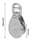 50mm 316 Stainless Steel Pulley Wheel Swivel Block for Marine Lifting, 360 Degree Rotating Single Wheel With Wire Rope Towing, Beefy Heavy Duty Mechanical Crane Pulley for Boats and Ships; 50mm size shown