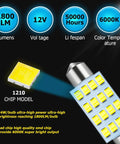 Close-up of 42 Piece Car Interior LED Light Kit with 194 LED Bulbs, showing brightness, voltage, lifespan, and color temperature.