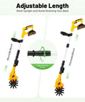 Cordless Garden Tiller Cultivator 250RPM Portable Electric Rototiller adjustable length with batteries and charger included