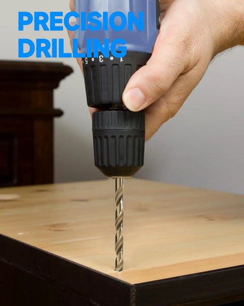Solid Heavy Duty HSS Micro Drill Bit Set With Titanium Coating For Precision Machining On Metal Wood And Plastic Features Split Point Design To Stop Walking And Ensure Smooth Professional Grade Holes Every Single Time, drilling wood