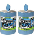 Heavy Duty Blue Shop Towels Center Pull Refill For Big Grip Bucket Two Pack with 200 towels each for tough grease cleanup.