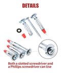 24 Piece Hollow Wall Anchors Kit With 3 Sizes 35mm 46mm 59mm Long Zinc Plated Steel Heavy Duty Molly Bolts for Drywall Mounting