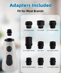 Adapters included for Premium Stainless Steel Faucet Head Replacement With Three Spray Modes And Brushed Nickel Finish.