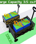 Heavy Duty Foldable Wagon Cart With All Terrain Wheels Telescoping Handle And Cup Holders 220 Lb Capacity Collapsible Utility Wagon