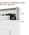 Top view of the Premium 36X84 Inch 5 Panel Concealed Sliding Barn Door showing smooth glide track installation details.
