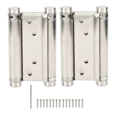 Heavy Duty 4 Inch Stainless Steel Door Hinge With Adjustable Spring Bearing, handles 20 kg load, includes screws for swing doors