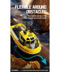 Dope 1/72 Scale RC Tugboat For Adults, 2.4GHz Remote Control Boat With LED Lights navigating rocky waters, yellow model