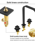 Solid brass components of Roman Tub Faucet With 2 Handles Deck Mount High Flow Bath Faucet Matte Black, 360 Degree Rotation, 3-Hole