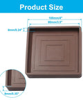 Dimensions of 4 Pack 3.5 Inch Brown Rubber Square Furniture Coasters, Non Slip Caster Cups For Hardwood Floors, Leg Protectors And Floor Pads.