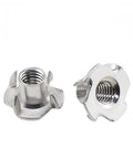 34 Pcs M10x1.5 T Nuts 304 Stainless Steel Four Prong DIN1624 Standard for climbing wall woodworking DIY projects displayed
