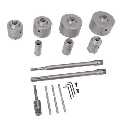 Rock Solid Concrete Hole Saw Kit 1 3/16 to 4 5/16 Inch Drill Bits Set For Brick Block And HVAC Jobs With Tungsten Steel Cutters And Storage Box, 7-piece set