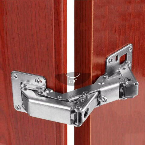 2 Pack 175 Degree Hidden Frameless Cabinet Hinges With Hydraulic Soft Close Adjustable Mount Full Cover Design shown installed