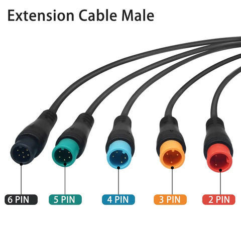 Rugged Go-To Ebike Extension Cable 2Pin 3Pin 4Pin 5Pin 6Pin Waterproof Plug Kit With Single Connector, 120cm Length, Compatible With Throttle, Motor, Brakes, Brake Sensors, Display And Other Ebike Parts