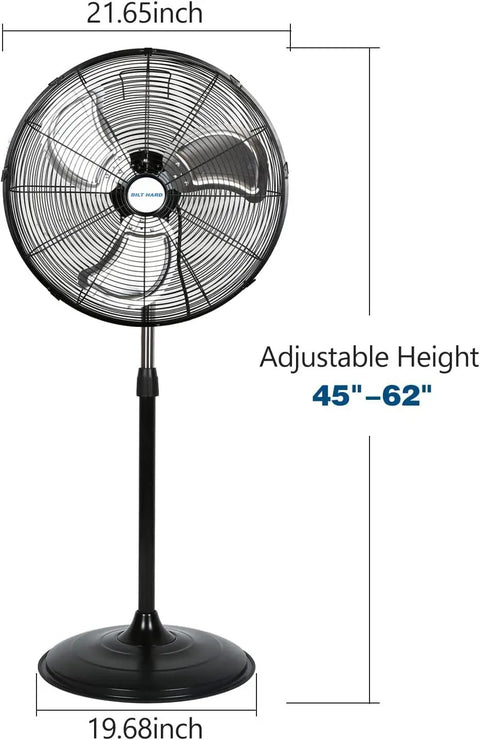 20 Inch High Velocity Pedestal Fan Two Pack With Aluminum Blades Beefy Industrial Oscillating Standing Fan 3 Speed PSC Motor