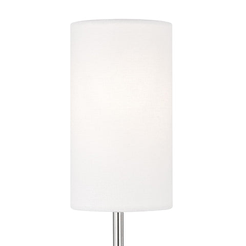 Olivia 1 Light Wall Sconce In Polished Nickel, Tall About 19 Inches, Slim Profile Lighting, cylindrical white shade, front view