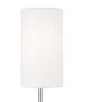 Olivia 1 Light Wall Sconce in Polished Nickel, tall white shade, slim profile, minimalist design, without bulb, clean industrial glow