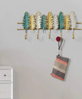 Heavy Duty Wall Mounted Coat Rack For Entryway And Office Straight Up Sturdy Iron Build with leaf design, colorful hooks, 27.7 inch.