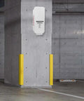 White Surface Mount Fire Extinguisher Cabinet With Clear Pull Cover For Two And A Half Or Five Pound Unit Lock Box on concrete wall.