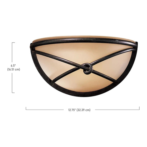 Aspen II 1 Light Wall Sconce In Aspen Bronze with Rustic Scavo glass, 12.75 in W x 6.5 in H, modern glow, dimmable, bulb not included