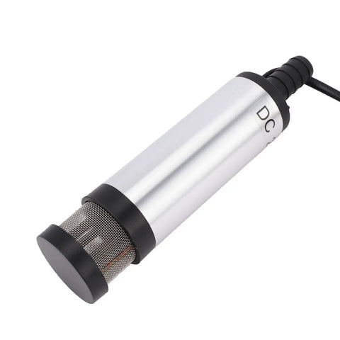 Aunmas 24V Derv Fuel Transfer Pump Electric Submersible Drum Pump With Stainless Steel Body Strong Suction For Water Oil Refueling Extended Filter Screen Silver Clip Type Heavy Duty Quick Liquid Movement