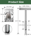 Diagram of 13.7 Inch Stainless Steel Soil Sampler Probe With T Handle, reusable sample bag, dimensions labeled, pro garden tool.