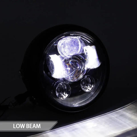 6.5 Inch Universal Motorcycle Front LED Headlight With Bracket For Night Rides, 6000K Daylight Blue Beam, Waterproof IP65 And Shockproof, 50,000 Plus Hours Lifespan, Easy Overhaul Upgrade For Cafe Racer Riders, Safer, Clearer Night View