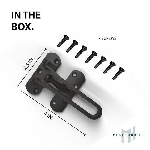 Heavy Duty Swing Bar Door Lock For Kids Safety, 4.2 Inch Zinc Alloy Reinforcement Guard, Matte Black Childproof Door Stopper with screws