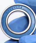 Closeup of 6903-2RS bearing, blue shield, Ten Pack 6903 RS Ball Bearings 17x30x7mm ABEC-3 Shielded 2RS for RC Cars and Trucks Hobby