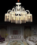 Modern Crystal Chandelier Pendant Light Fixture For Bedroom And Living Room Serving Major Home Vibes With Hassle Free Setup And That Flawless White Glow Upgrade in elegant living room.