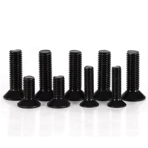 Flat Head Socket Cap Screws M1.6 X 5mm, 10.9 Grade Alloy Steel, DIN 7991, Black Oxide Finish, Allen Drive, uninstalled view