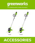 Two GreenWorks trimmers model 2101602 and ST40B410 compatible with 0.065 Inch Dual Line Trimmer Spool Replacement String, 3 Pack