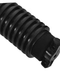 Close-up of black durable plastic spare tire bolt for cars and RVs with grooved design for easy, secure fit.