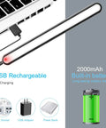 Dimmable Touch And Remote Light Bar With Built In 2000mAh Battery USB charging connected to laptop with power bank options