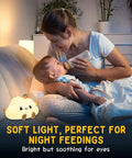 Mother feeding baby with LED Cloud Night Light With 16 Color Options Silicone Cloud Lamp on nightstand for bedroom decor