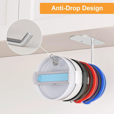 Durable Tumbler Lid Organizer Two Pack featuring space saving under cabinet hangers showcasing anti-drop design with colorful lids.