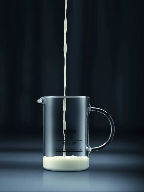 Latteo Manual Milk Frother 8 Ounce Black Creates Cafe Style Foam In Under 30 Seconds With A Heat Resistant Borosilicate Glass Carafe