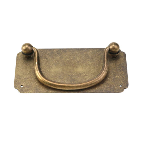 Vintage Horizontal Flat Brass Cabinet Handle Pulls Set Of 2 With Screws 3.94 X 1.97 Inches Antique Style Drawer Pull 78mm Installed View