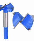 Built Tough Forstner Drill Bits Two Pack 1.5 Inch 38mm Tungsten Carbide Tipped wood cutting drill bits in blue color.