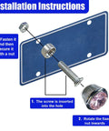 Installation instructions for Fresh Pink Bling License Plate Screws 4 Pack showing screw and nut details with rhinestone cap.