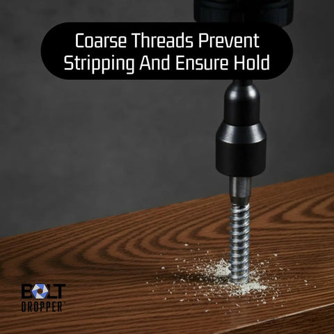 Beefy Stainless Lag Bolts For Wood Half Inch By Three Inch Hex Head Screws 304 Stainless Steel 18 8 Plain Finish showing coarse threads