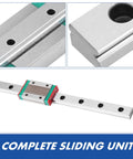 Miniature Linear Rail With Slide Block 12mm Wide for Pro Grade Precision Motion, showing complete sliding unit and details