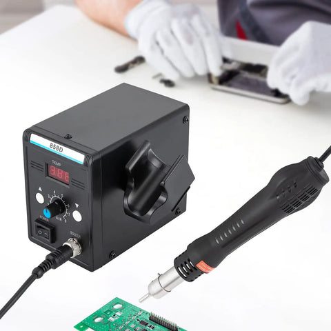Pro Grade 110V Hot Air Rework Station With LED Display And 3 Nozzles SMD Soldering Desoldering Tool Adjustable 212 to 932 F Fast Heat Up PID